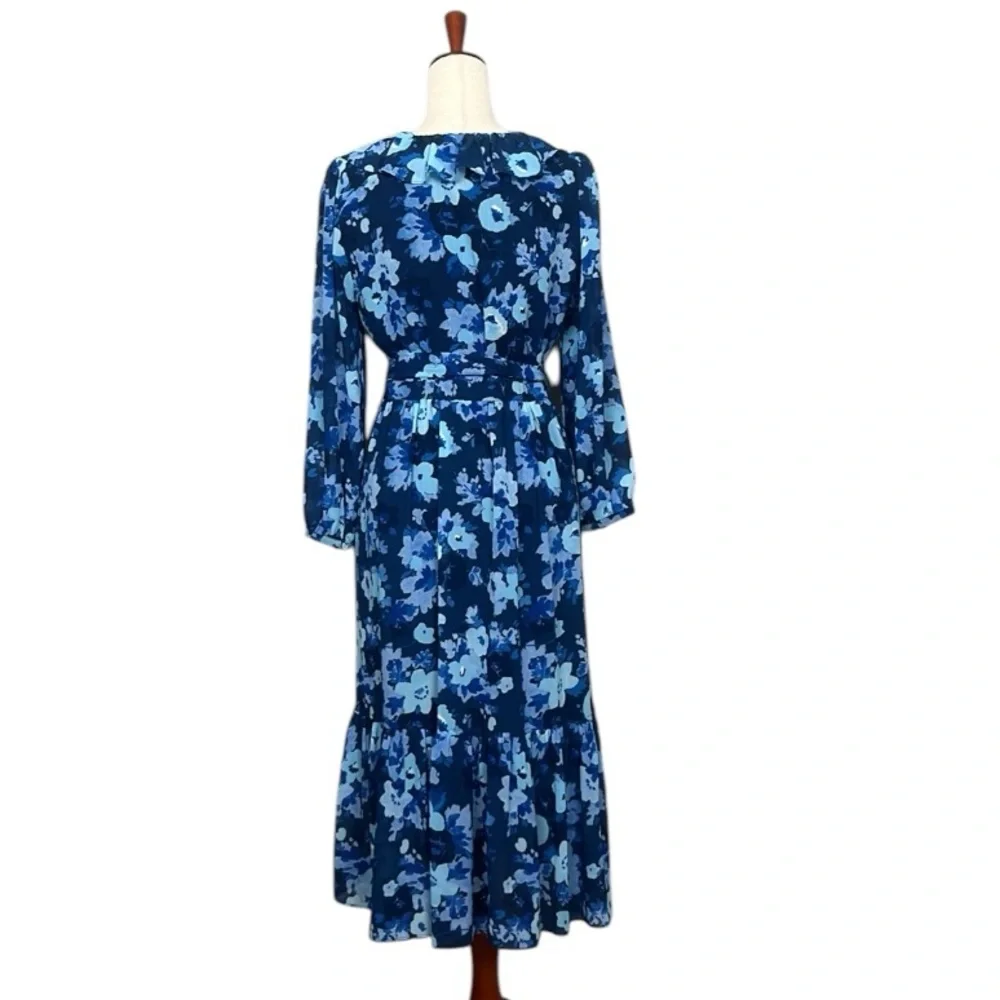 NWT J Crew Long Sleeve Wrap Dress in Watercolor Begonia / SZ 8‎